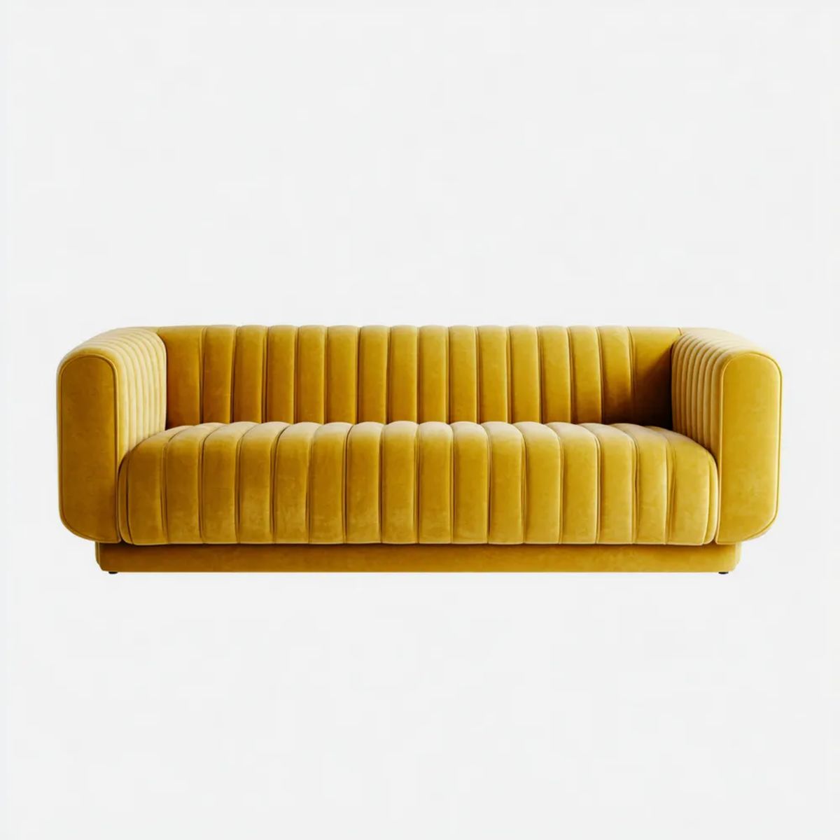 Trzyosobowa sofa z aksamitu musztardowa 180 x 85 x 78 cm